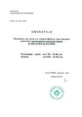 Slika - poslovni čas lekarne